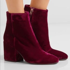 Sam Edelman Taye Velvet Ankle Boots Size 8 Booties Burgundy